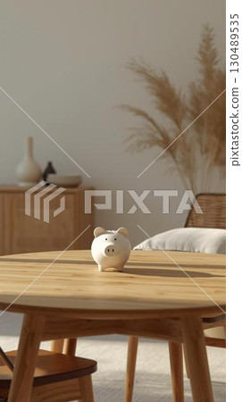 Pig piggy bank in the room 130489535