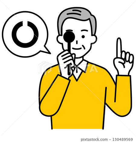 Elderly man undergoing an eye test 130489569