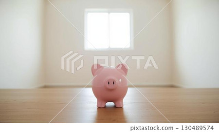 Pig piggy bank in the room 130489574
