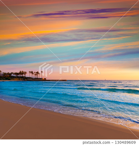 Javea El Arenal beach sunrise Mediterranean Spain 130489609