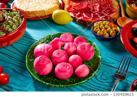 Tapas pickles onion red vinegar from Spain 130489625