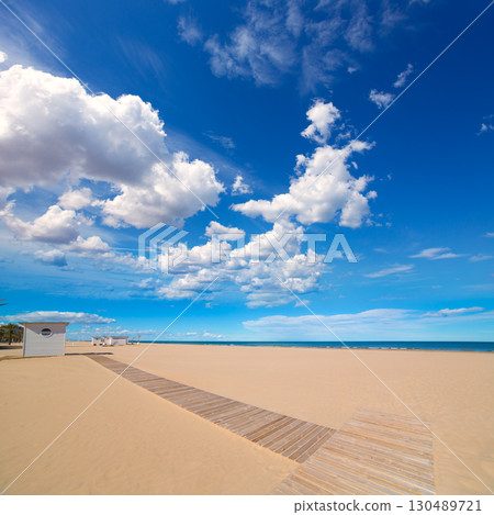 Gandia Beach sand in Mediterranean Sea of Spain 130489721