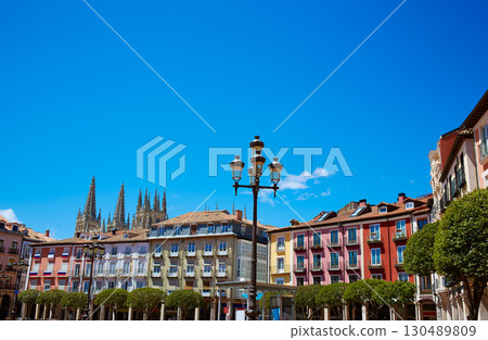 Burgos Plaza Mayor square in Castilla Spain Burgos Plaza Mayor square in Castilla Spain 130489809