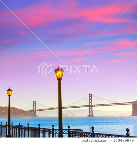 San Francisco Bay bridge from pier 7 California San Francisco Bay bridge from pier 7 California 130489979