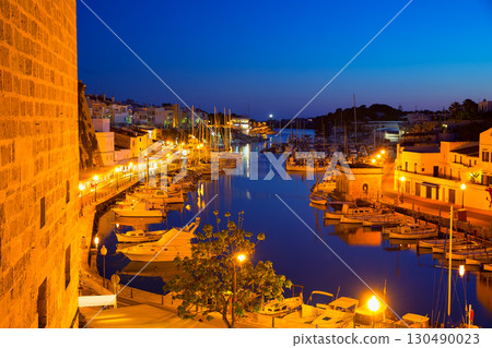 Ciutadella Menorca marina Port sunset town hall and cathedral 130490023