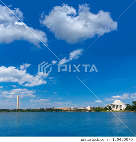 Thomas Jefferson and Washington memorial DC 130490070