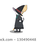 Illustration of a girl wearing a witch costume for Halloween 130490448
