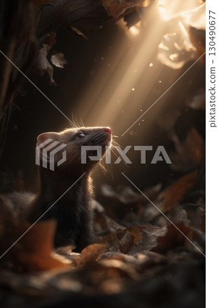 ferret, autumn, animal 130490677
