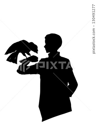 雄性獵鷹者的剪影插圖 雄性獵鷹者的剪影插圖 130491277