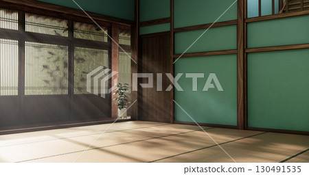 Mock up Big room very Luxury zen style, Designed specifically in Japanese style, empty mint room. 3D rendering Mock up Big room very Luxury zen style, Designed specifically in Japanese style, empty mint room. 3D rendering 130491535