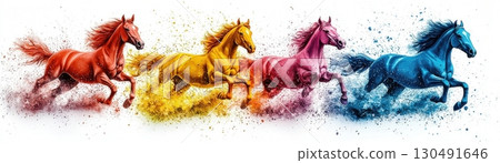 horse on watercolor painting 130491646