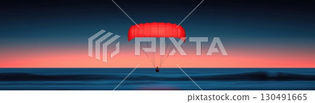 colorful parachute over the sea colorful parachute over the sea 130491665