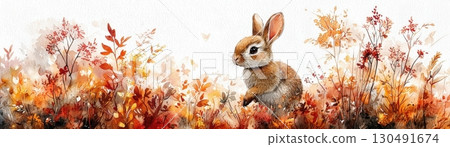 rabbit on the field 130491674