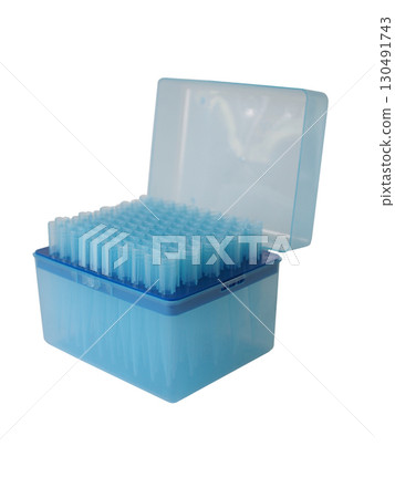 Blue 1 mL micropipette tips box laboratory equipment 130491743