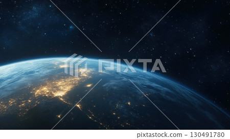 view of the earth from space at night 130491780