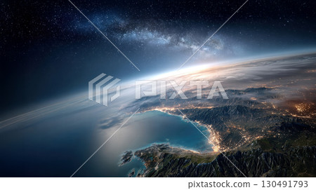 view of the earth from space at night 130491793