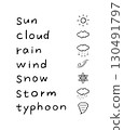 Simple weather handwritten lettering set 130491797