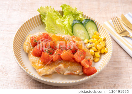 Chicken thigh steak with tomato sauce Chicken thigh steak with tomato sauce 130491935