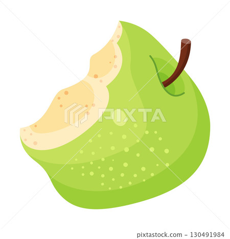 Fresh green bitten apple, fresh garden fruit. flat style, isolated Fresh green bitten apple, fresh garden fruit. flat style, isolated 130491984