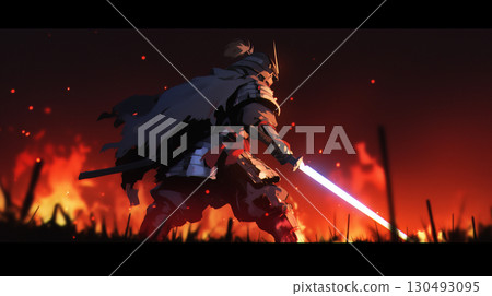Samurai in combat 130493095
