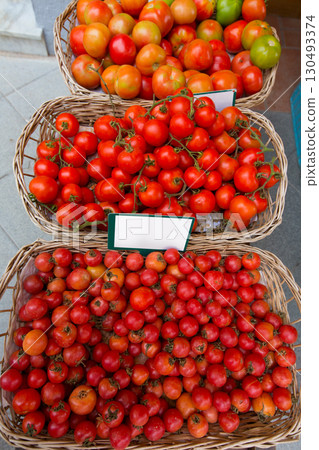 Mediterranean tomatoes in Balearic Islands market Mediterranean tomatoes in Balearic Islands market 130493374