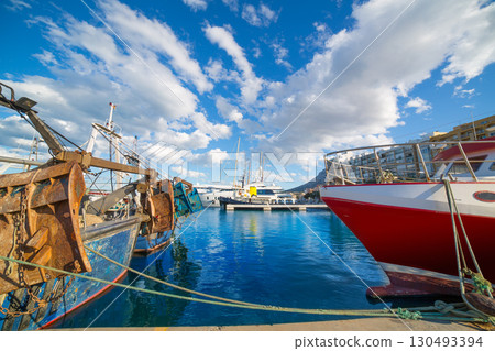 Denia Alicante port with blue summer sky in Spain Denia Alicante port with blue summer sky in Spain 130493394