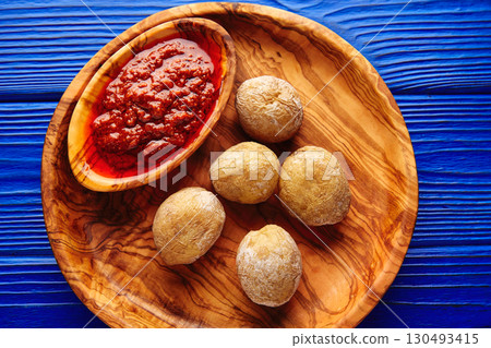 Papas arrugas al mojo wrinkled potatoes Canary Papas arrugas al mojo wrinkled potatoes Canary 130493415