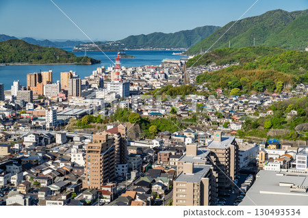 <廣島縣>尾道市街景及千光寺公園展望台全景 130493534