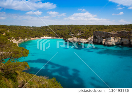 Cala Macarella Menorca turquoise Balearic Mediterranean 130493586
