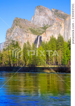 Yosemite Bridalveil fall waterfall at National Park 130493591