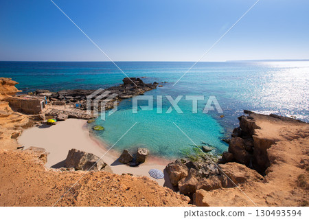 Formentera Es Calo des Mort beach turquoise Mediterranean 130493594