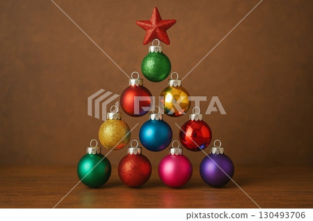 Christmas Ornament Tree Composition 130493706