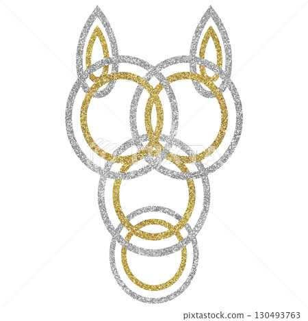 Illustration material Mizuhiki horse gold silver 130493763