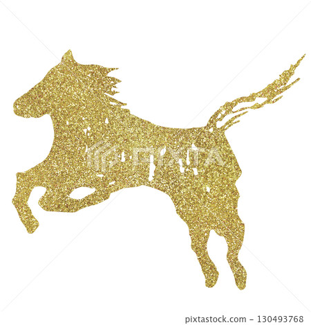 Illustration material Horse Hand-drawn Gold 130493768