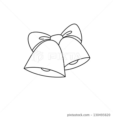 A pair of bells are drawn in black and white 130493820