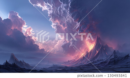 Fiery volcano - Stock Illustration [130493841] - PIXTA