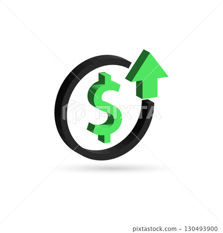 3D Cost rising icon with dollar symbol. 130493900