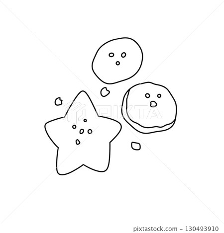 Three cookies with a star and a rock on top 130493910