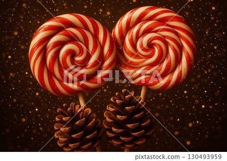 Christmas Lollipops with Pinecones A Festive Treat 130493959