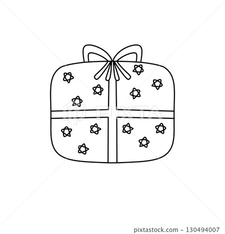 A box with a bow on top and stars on the sides A box with a bow on top and stars on the sides 130494007