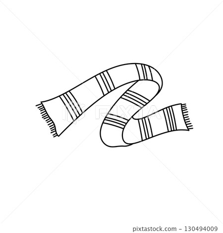A scarf is drawn in black and white A scarf is drawn in black and white 130494009
