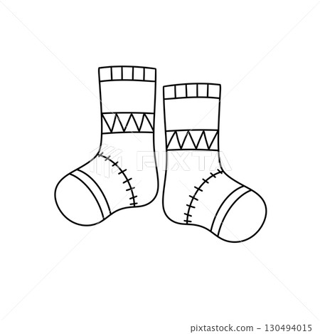 Two white socks with a pattern on them 130494015