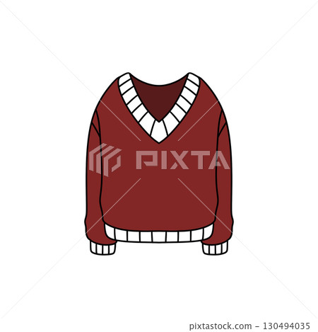 A red sweater with white stripes A red sweater with white stripes 130494035