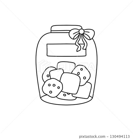 A jar of cookies with a bow on top A jar of cookies with a bow on top 130494113