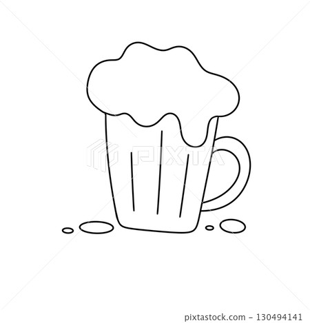 A cup of beer with foam on top 130494141