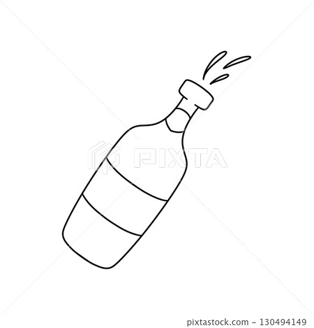 A bottle of champagne with a cork on top 130494149