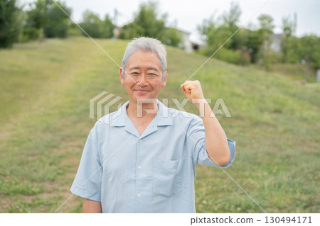 Senior men who pose a gut 130494171