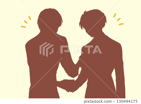 Two men shaking hands cheerfully 130494175
