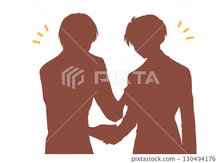 Two men shaking hands cheerfully 130494176
