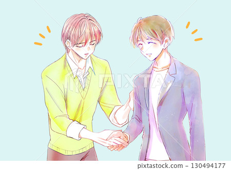 Smiling man shaking hands 130494177